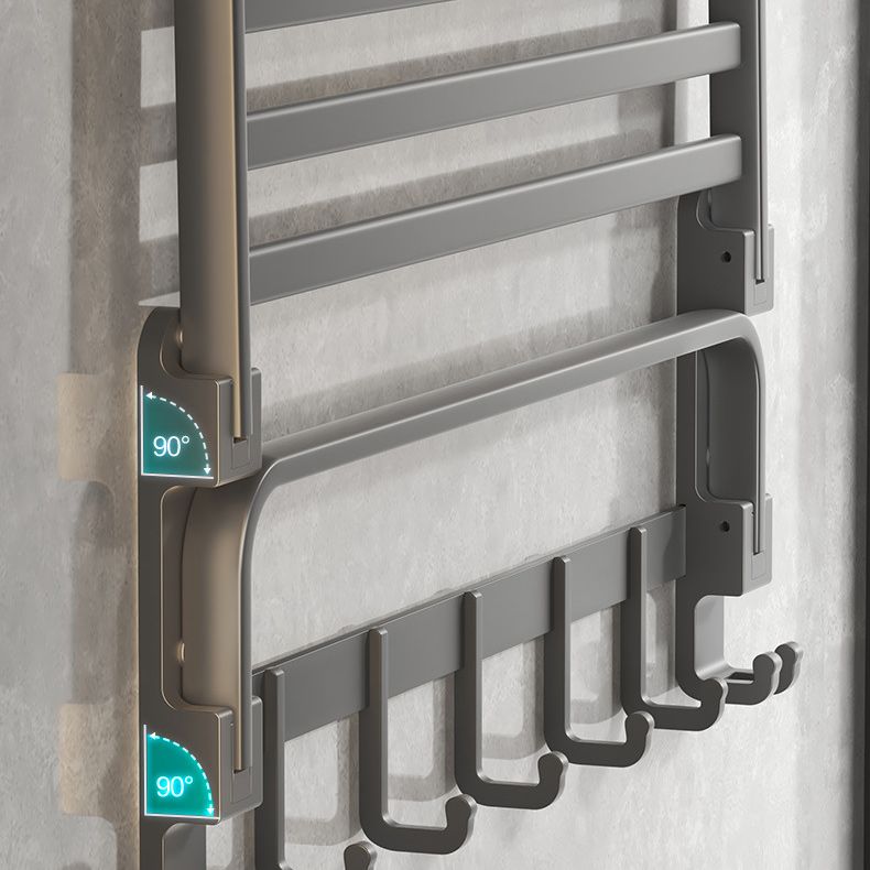 BowLift | Modern gray bathroom hardware set with bath shelf/towel holder/robe hook/toilet paper holder