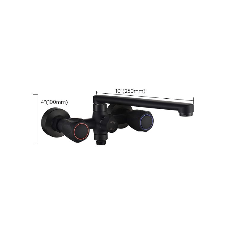 BowLift | Modern Bathtub Faucet Trim Black Wall Mounted Swivel Spout with Hand Shower