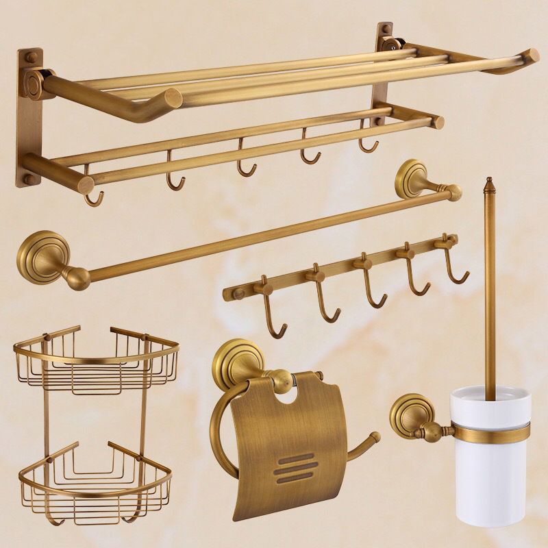 BowLift | 4-piece traditional bathroom accessory set Gold Brass bathroom accessory hardware set