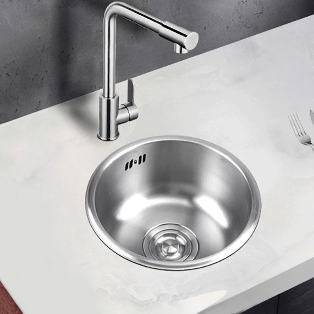 BowLift | Round Stainless Steel Kitchen Sink with Drain Assembly Built-in Sink