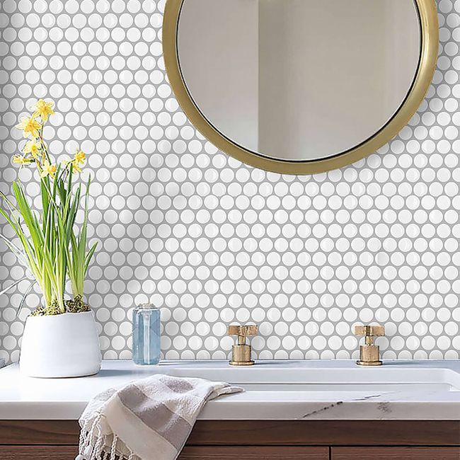 BowLift | Modern Peel and Stick Tiles PVC Penny Round Peel and Stick Back Wall Tiles