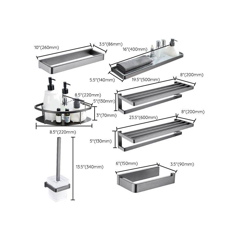 BowLift | Gray 5-piece modern bathroom accessory set made of stainless steel