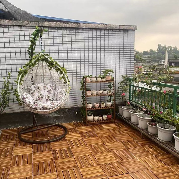 BowLift | Tradition wood tile wire-brushed square engineered wood for patio garden