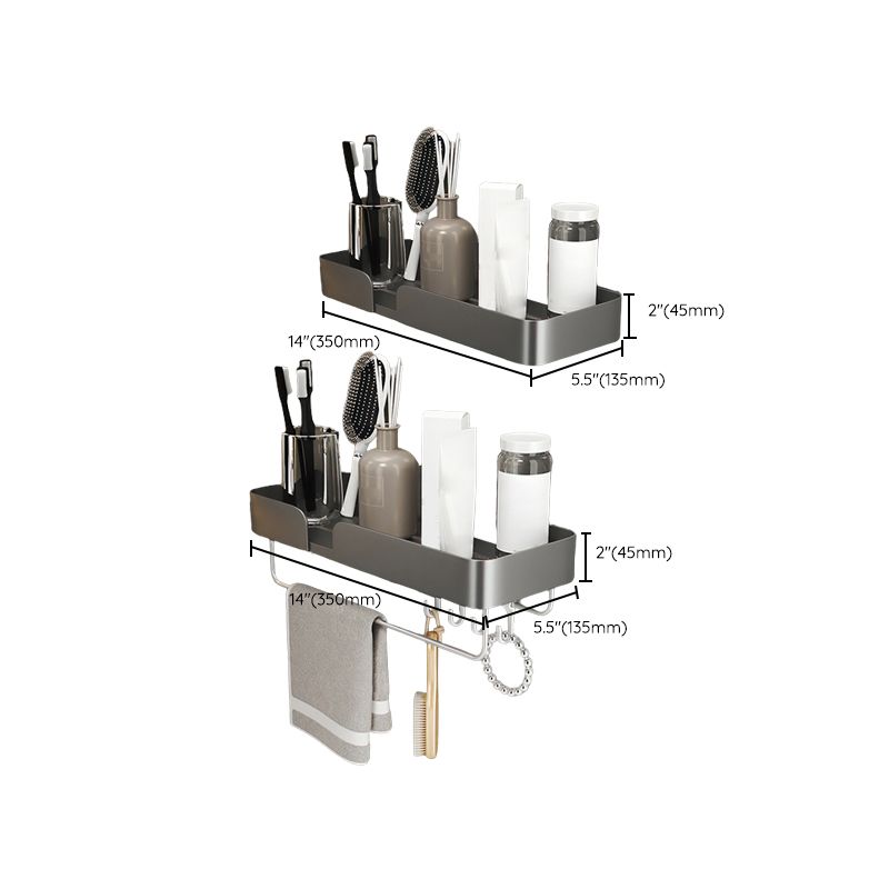 BowLift | 3-piece modern bathroom hardware set aluminum bathroom shelf in gray