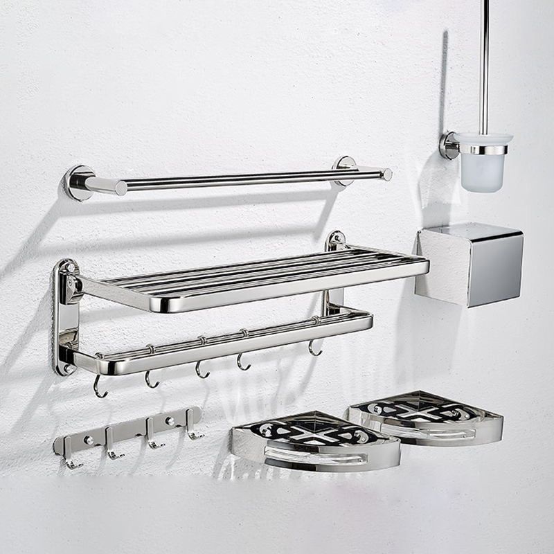 BowLift | Modern Steel Bathroom Accessory Set Silver Bathroom Accessory Kit