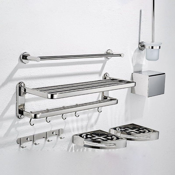 BowLift | Modern Steel Bathroom Accessory Set Silver Bathroom Accessory Kit