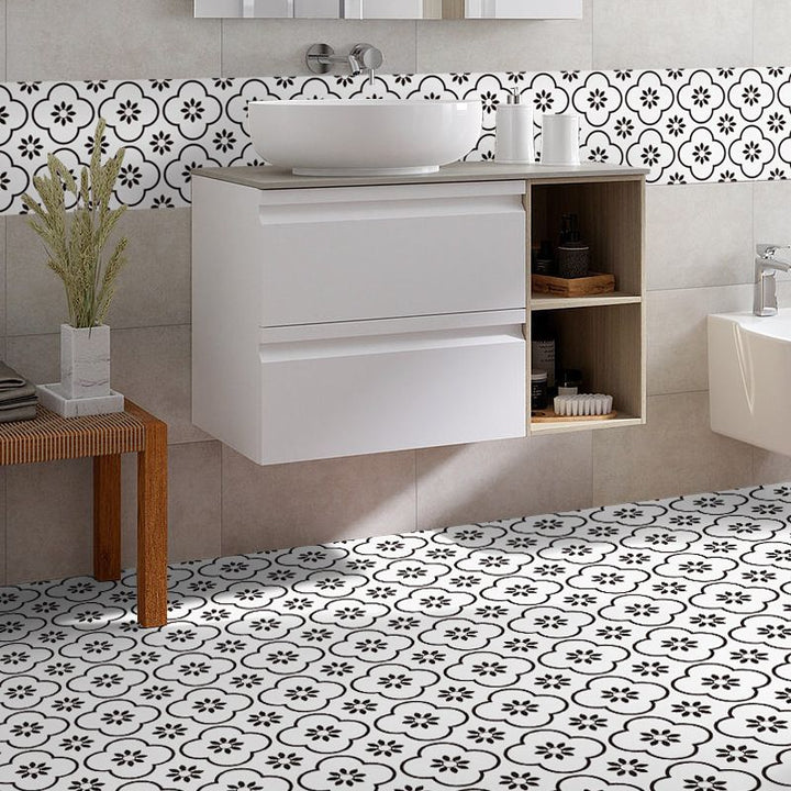 BowLift | Plastic Peel & Stick Tile Square Print Field Tile for Kitchen and Bathroom