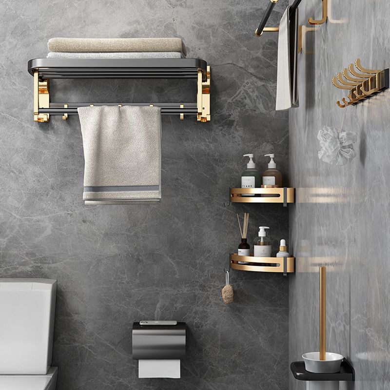 BowLift | Modernism Bathroom Accessories Hardware Set Black & Gold Bathroom Shelf/Towel Bar