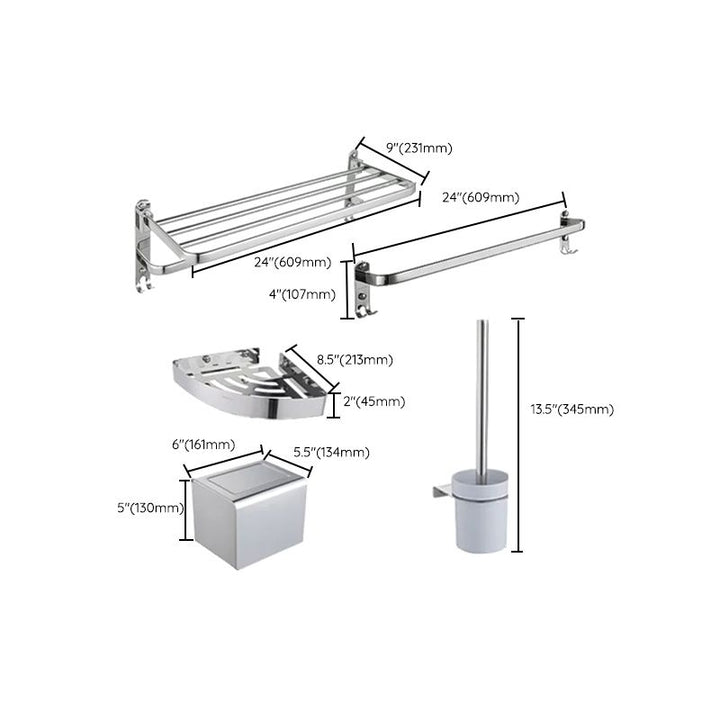 BowLift | Modern Steel Bathroom Accessory Set Silver Bathroom Accessory Kit