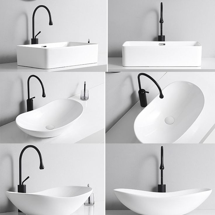 BowLift | Modern Vessel Sink Porcelain Rectangular Vessel Sink (Not Including Faucet)