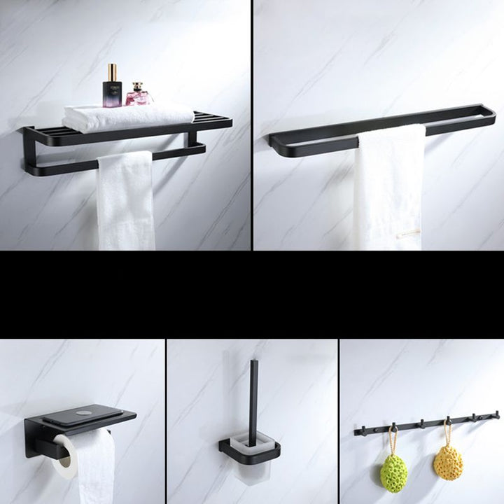 BowLift | Modern Bathroom Hardware Set Bathroom Shelf Towel Bar Black Bathroom Hardware Set