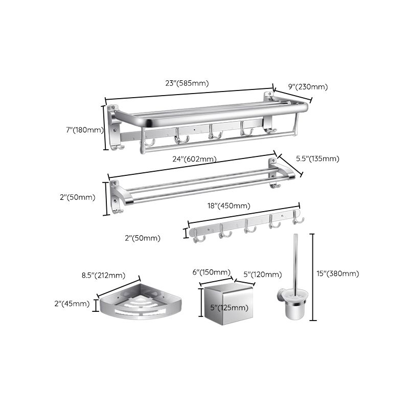 BowLift | Modern Silver Bathroom Fixtures Set Metal Bathroom Accessories Kit