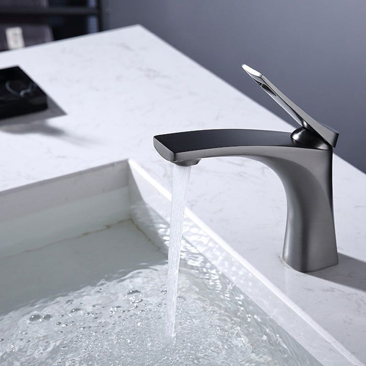 BowLift | Modern Vessel Faucet Brass Lever Handles Low Arc with Water Hose Bathroom Vessel Faucet