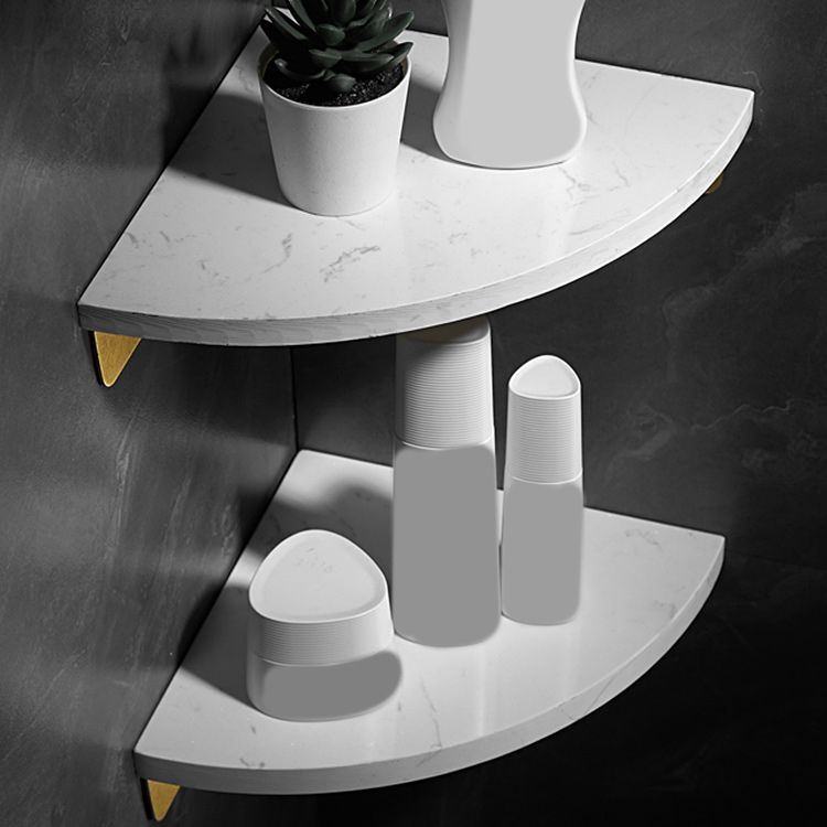 BowLift | Marble 2-piece Bathroom Accessory Set Brushed Metal Bathroom Shelf