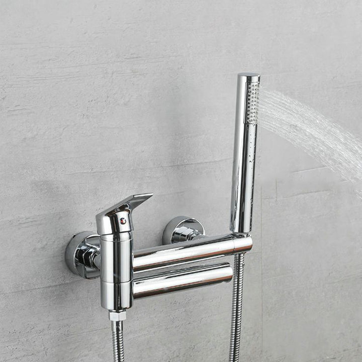 BowLift | Lever Handle Bathtub Faucet Wall Mount Shower Hose Swivel Spout Bathtub Filling with Hand Shower