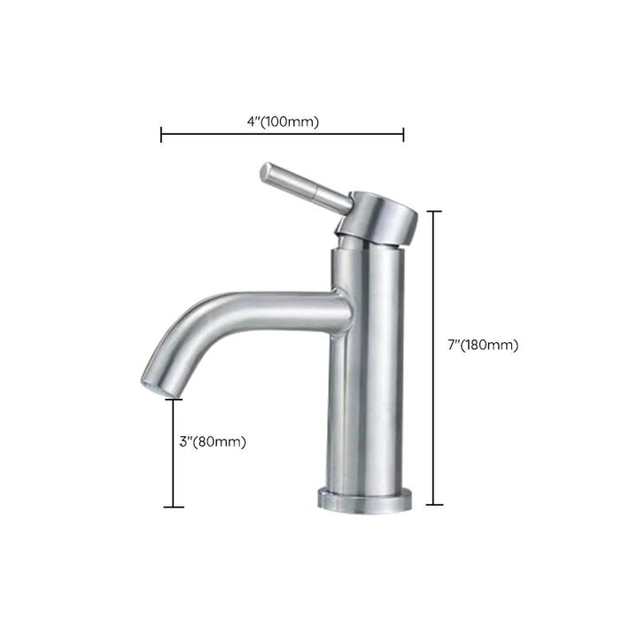BowLift | Stainless Steel Bathroom Faucet Chrome Lever Handle Sink Faucet with 1 Hole