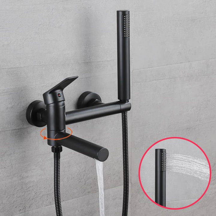 BowLift | Lever Handle Bathtub Faucet Wall Mount Shower Hose Swivel Spout Bathtub Filling with Hand Shower
