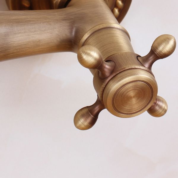 BowLift | Traditional Wall-Mounted Metal Bathtub Filler Double Handles Waterfall Bathtub Faucet Trim