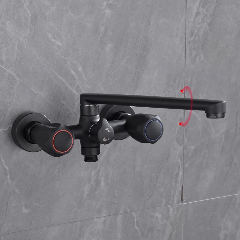 BowLift | Modern Bathtub Faucet Trim Black Wall Mounted Swivel Spout with Hand Shower