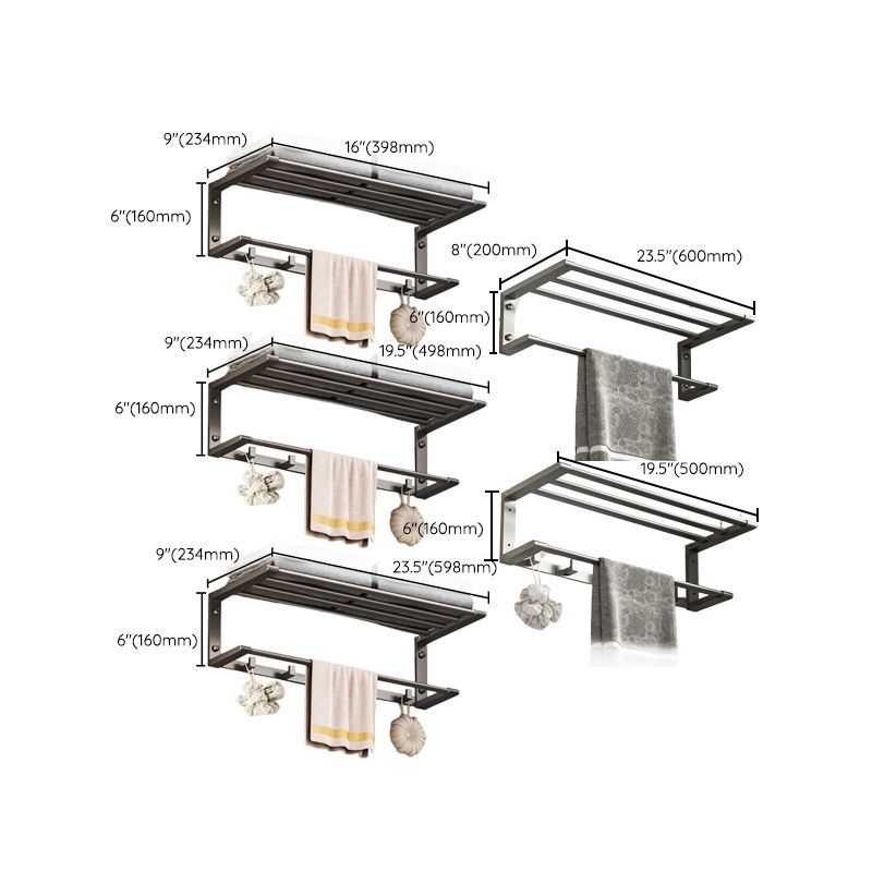 BowLift | Modern bathroom accessory set Bathroom shelf Towel bar gray bathroom accessory set