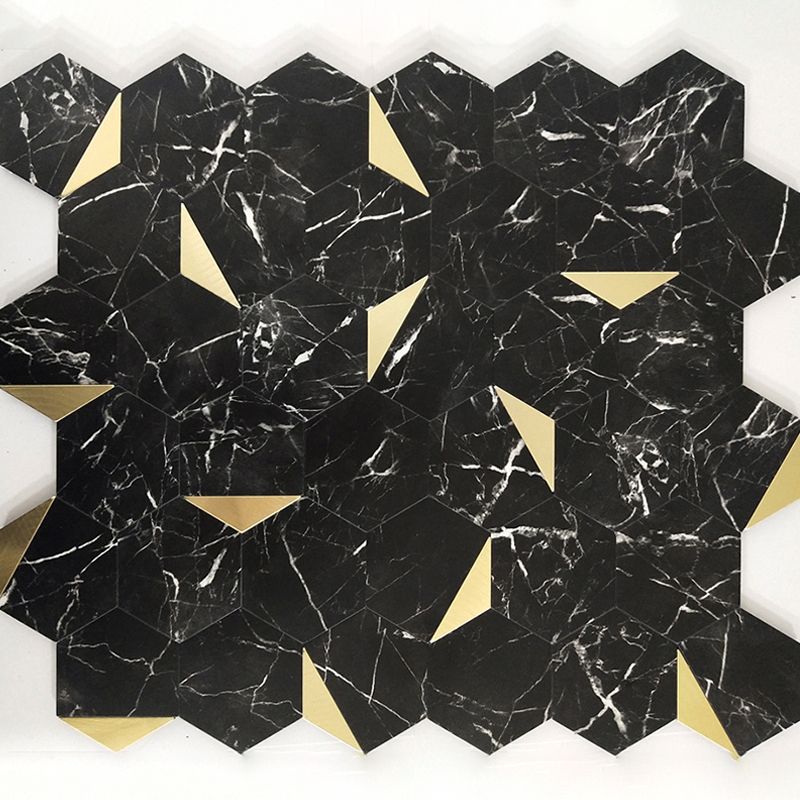 BowLift | Hexagonal Mosaic Tiles Metal Peel and Stick Tiles for Kitchen and Bathroom, 11.8" x 11.8"
