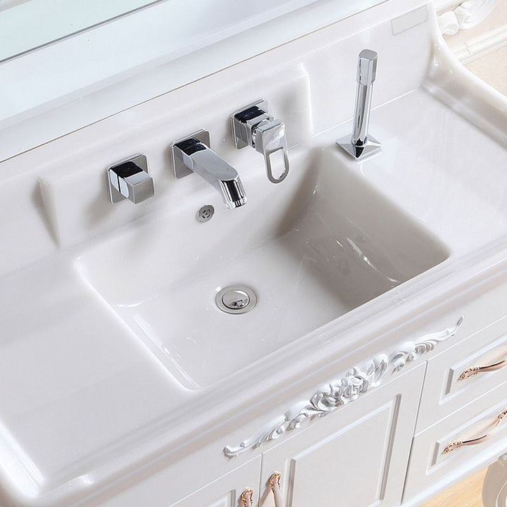 BowLift | Wall Mounted Faucet Brass Lever Handle Bathroom Faucet Hand Shower