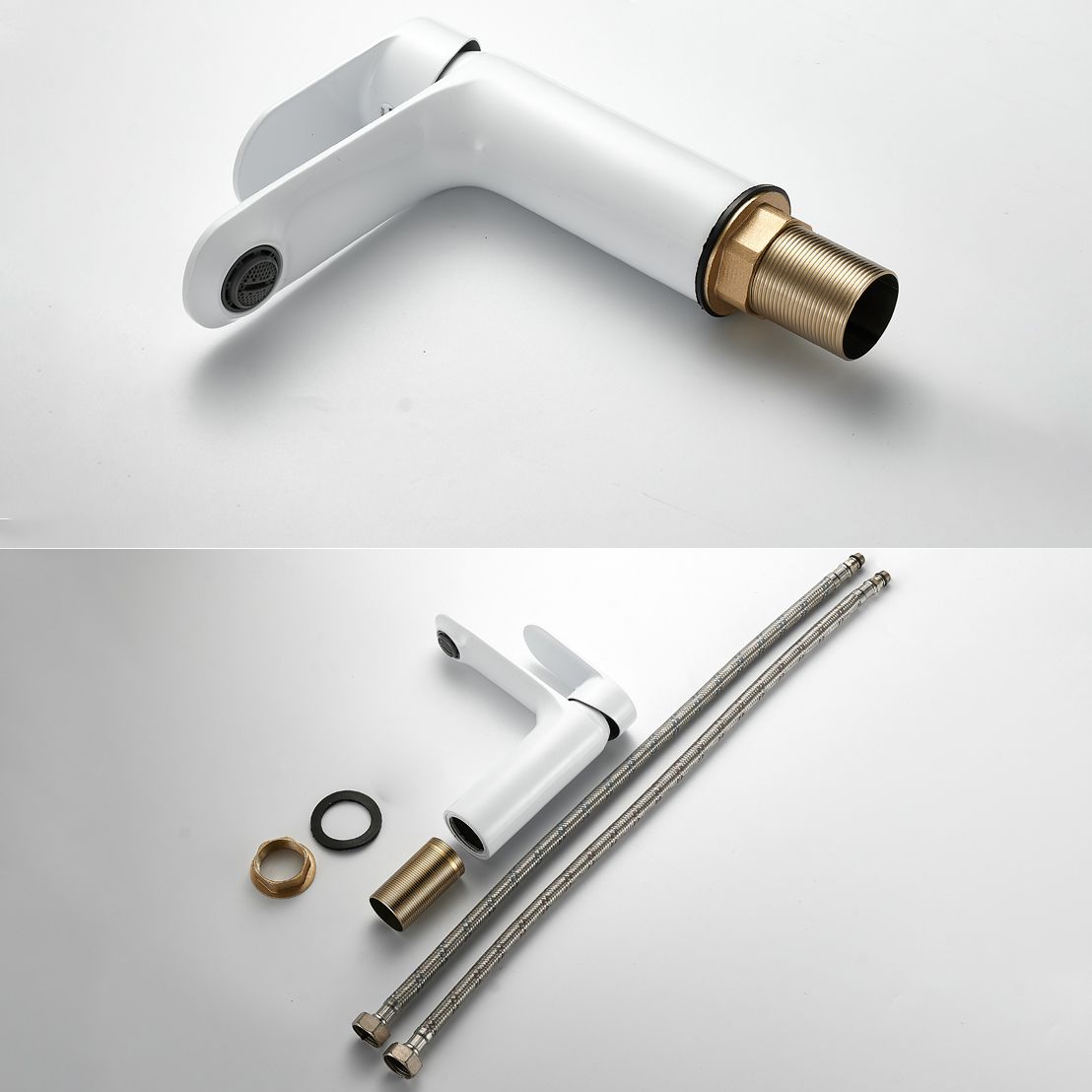 BowLift | Bathroom Sink Faucet Lever Handle Brass Monochrome Bathroom Faucet