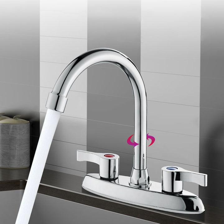 BowLift | Modern Center Set Mixer Tap Chrome 2 Knob Handles Swivel Spout Basin Mixer Tap