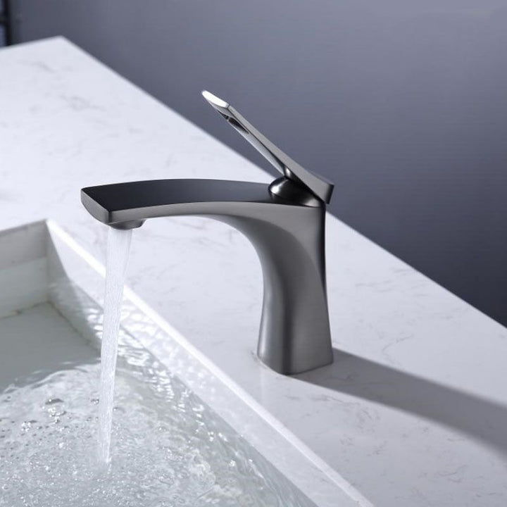 BowLift | Modern Vessel Faucet Brass Lever Handles Low Arc with Water Hose Bathroom Vessel Faucet
