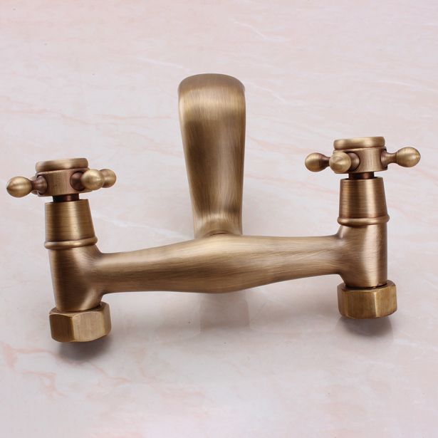 BowLift | Traditional Wall-Mounted Metal Bathtub Filler Double Handles Waterfall Bathtub Faucet Trim
