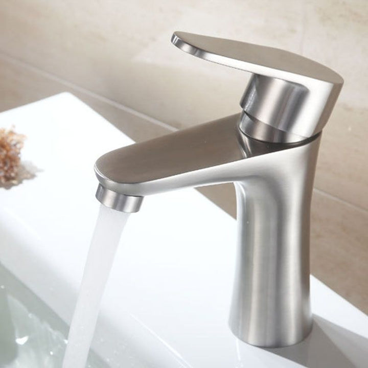 BowLift | Contemporary Stainless Steel Sink Faucet Lever Handles Low Arc Sink Faucet