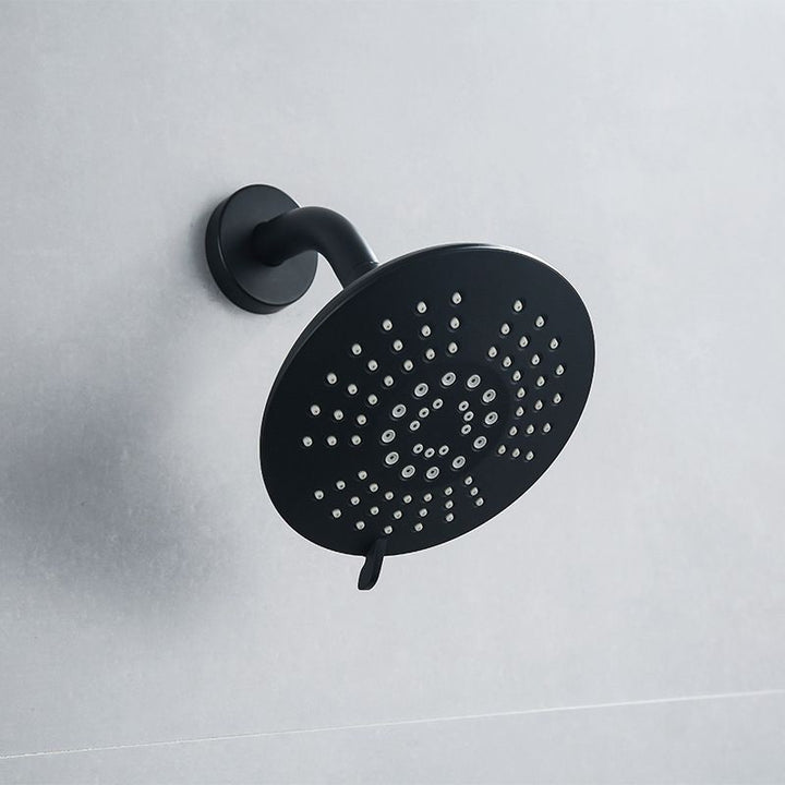 BowLift | Round Fixed Shower Head Matte Black 5 Spray Patterns Wall Mounted Shower Head
