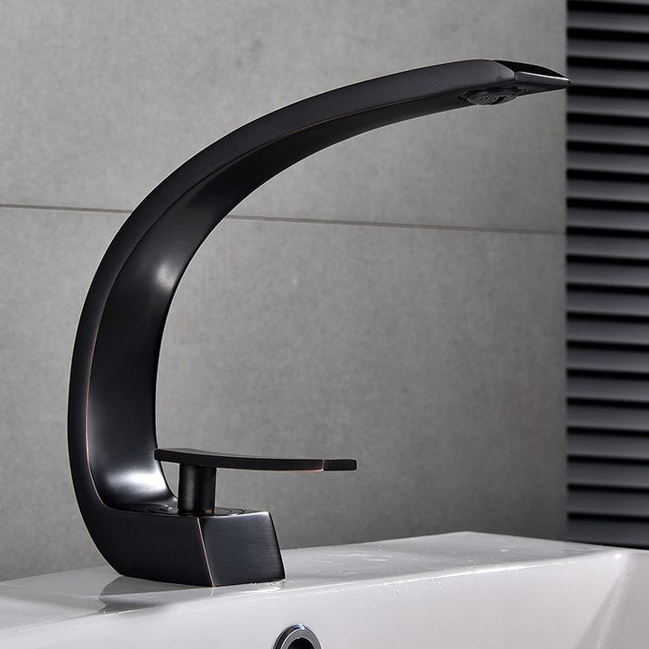 BowLift | Waterfall Spout Widespread Faucet Modern Lever Handles Faucet