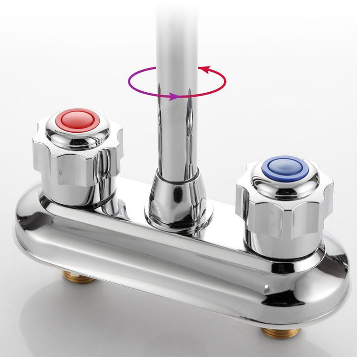 BowLift | Modern Center Set Mixer Tap Chrome 2 Knob Handles Swivel Spout Basin Mixer Tap