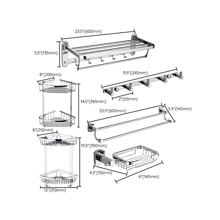 BowLift | Contemporary Bathroom Accessories Hardware Set made of silver metal