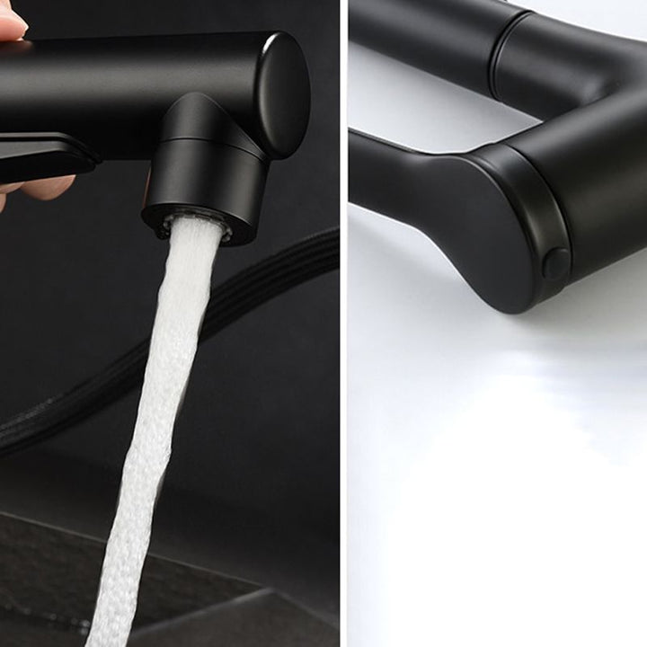 BowLift | Modern Sink Faucet Copper Single Handle Low Arc Pull-Out Sink Faucet