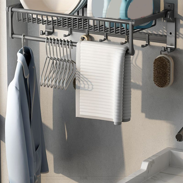 BowLift | Gray contemporary bathroom accessory set Bathroom shelf/towel holder & bathrobe hook incl.