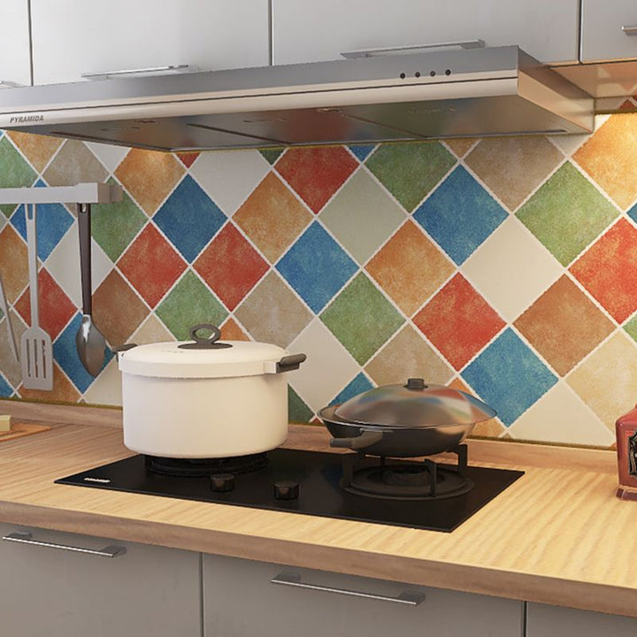 BowLift | Rectangular Wall Tile for Peeling and Applying Geometric Print Kitchen Wallpaper