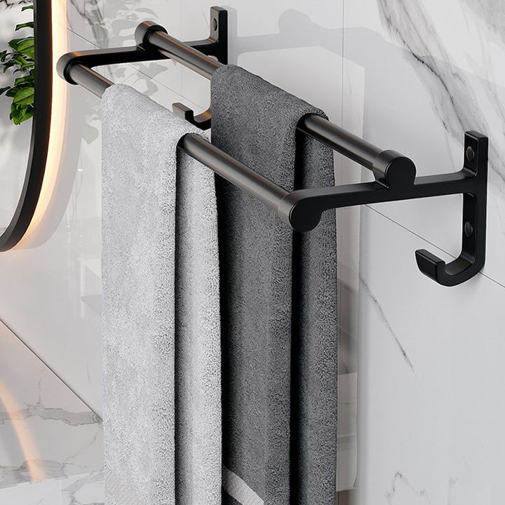 BowLift | Modern Aluminum Bathroom Accessory Set Matte Black Bathroom Shelf/Towel Holder/Paper Holder