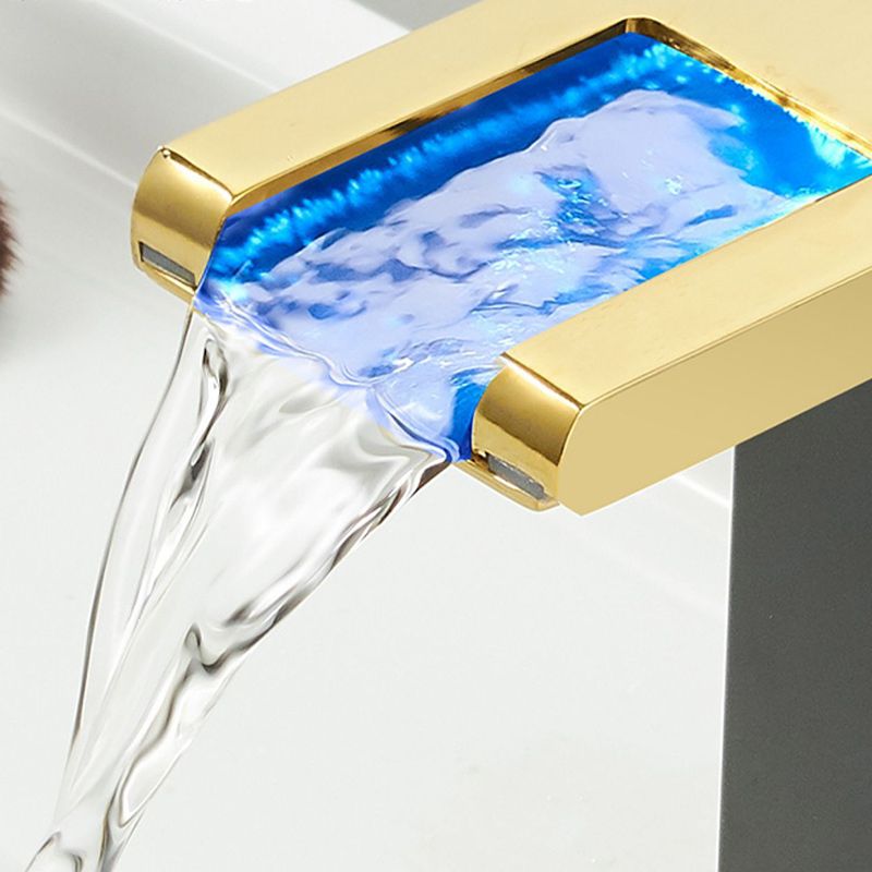 BowLift | Modern Waterfall Spout Sink Faucet with LED Brass Sink Faucet