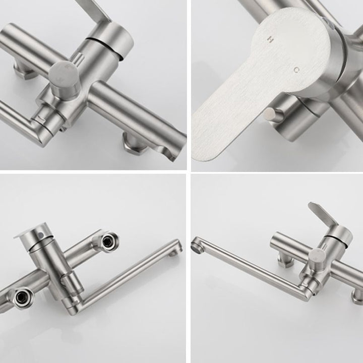 BowLift | Wall-mounted metal bathtub filling low arch swivel bathtub mixer