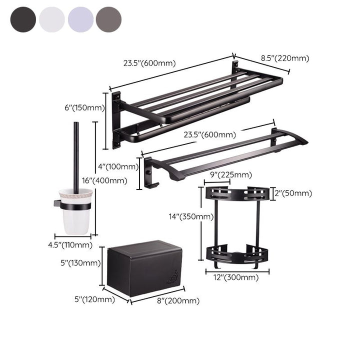BowLift | Modern 5-piece bathroom accessory set with triangular bath shelf