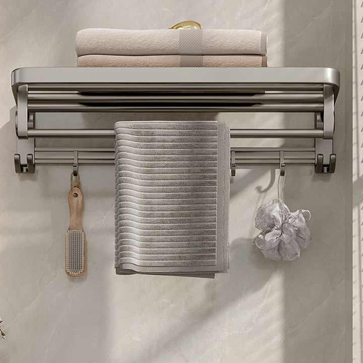 BowLift | Modern Bathroom Accessories Set in Gray with Bathroom Shelf/Towel Holder/Robe Hooks & Paper Holder