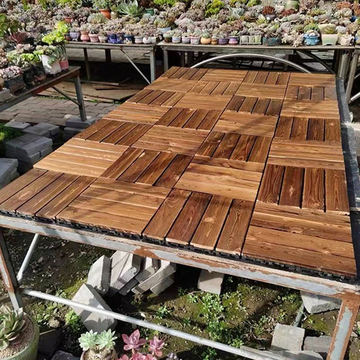 BowLift | Tradition wood tile wire-brushed square engineered wood for patio garden