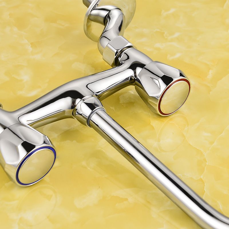 BowLift | Contemporary Widespread Bathroom Faucet Knob Handle Goose Neck Arc Solid Brass Faucet