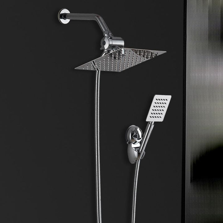 BowLift | Silver Square Double Shower Head Modern Water Filtration Wall Mounted Shower Head