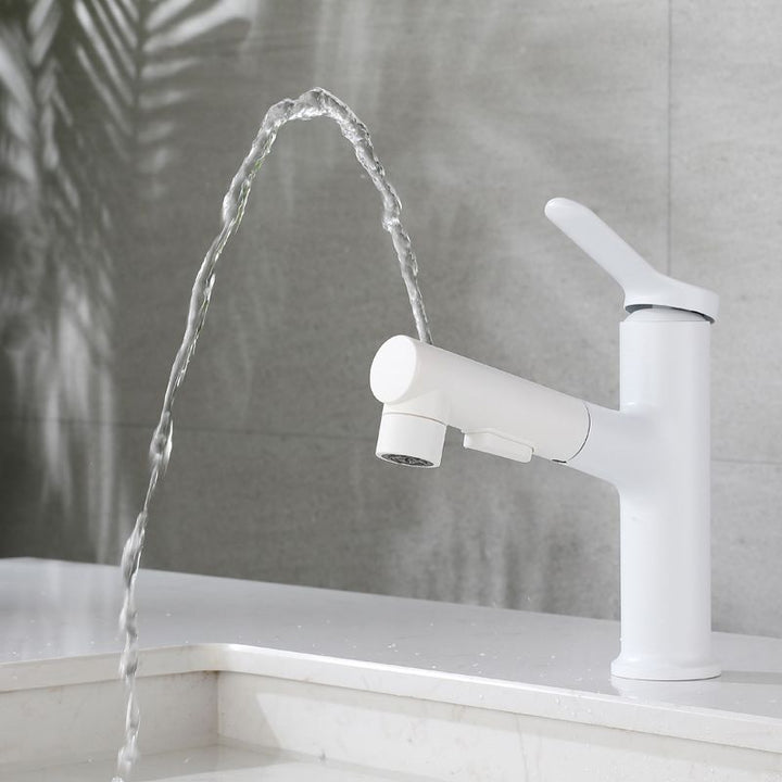 BowLift | Modern Extendable Sink Faucet Bathroom Faucet Brass 1 Handle Sink Faucet with Water Hose