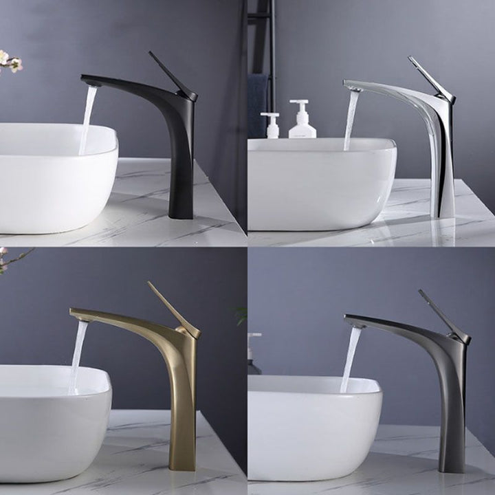 BowLift | Modern Vessel Faucet Brass Lever Handles Low Arc with Water Hose Bathroom Vessel Faucet