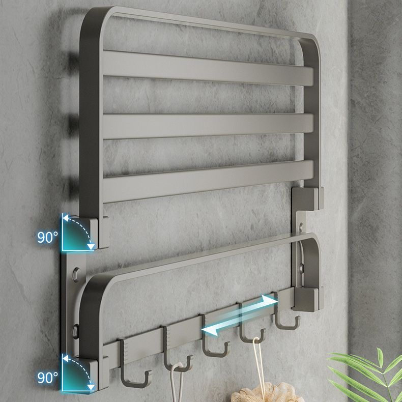 BowLift | Modern Gray Bathroom Accessories Set Aluminum Stainless Steel Bathroom Shelf/Towel Hooks/Towel Bar