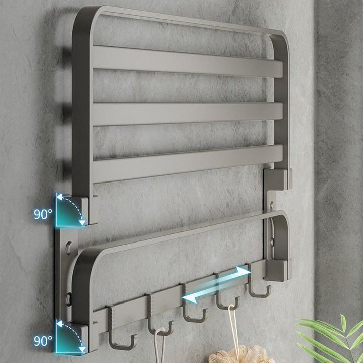 BowLift | Modern Gray Bathroom Accessories Set Aluminum Stainless Steel Bathroom Shelf/Towel Hooks/Towel Bar